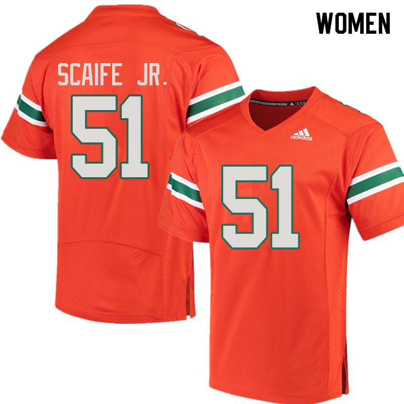 Women Miami Hurricanes #51 Delone Scaife Jr. College Football Jerseys Sale-Orange